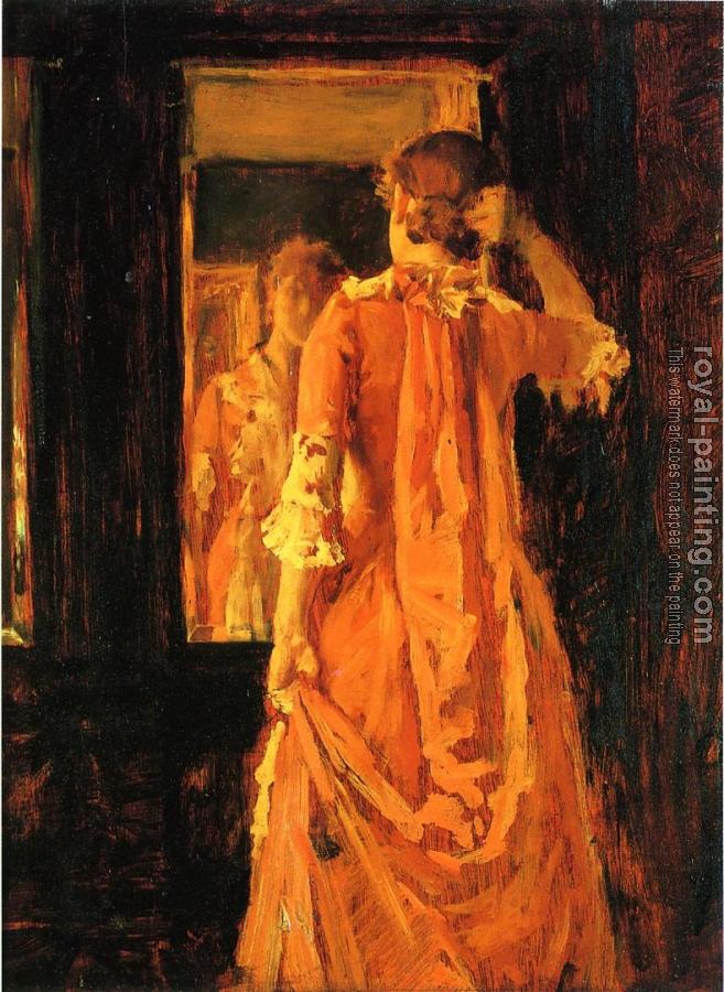 William Merritt Chase : Young Woman Before a Mirror